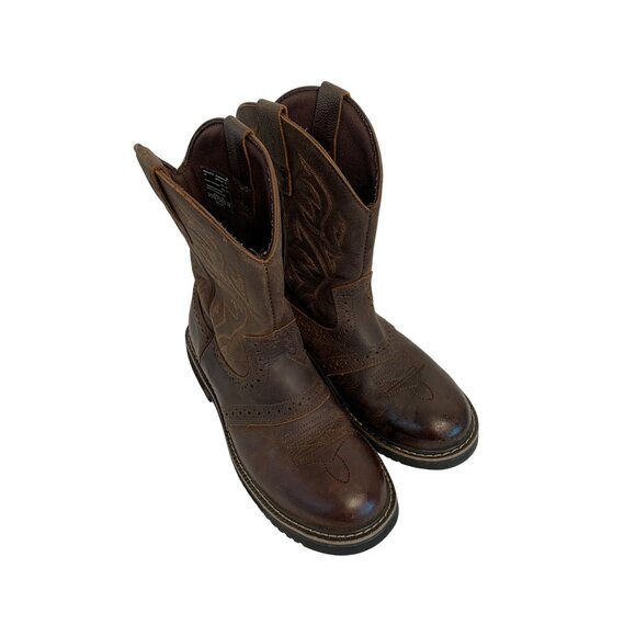 Herman Survivors 9.5 Leather Rodeo Western Work Boots NonSlip steel toe 8937 - Picture 7 of 10